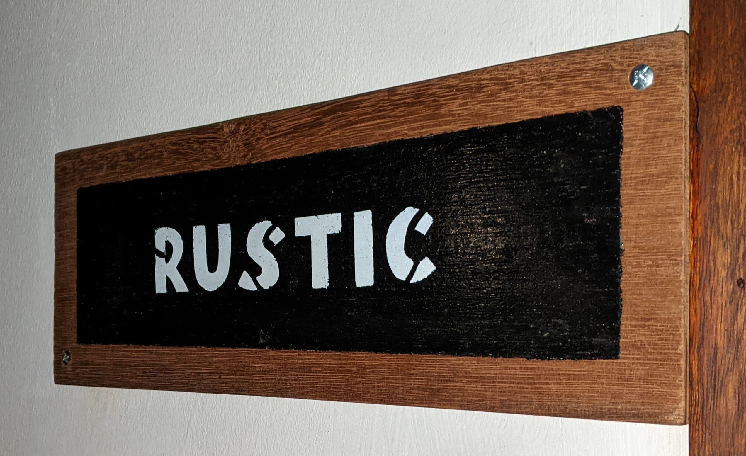Rustic room entrance plaque