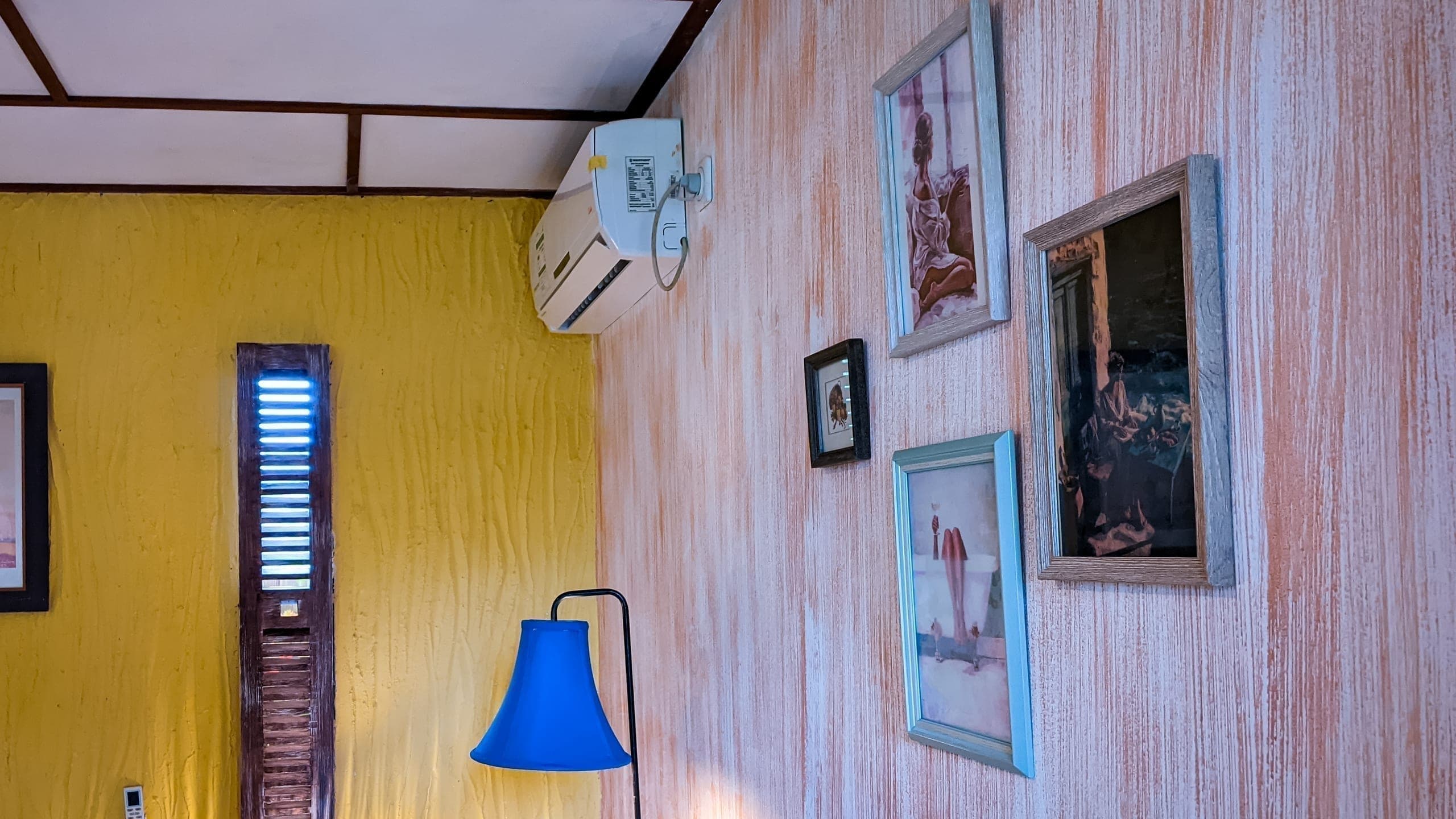Detail of the room’s woven wall art